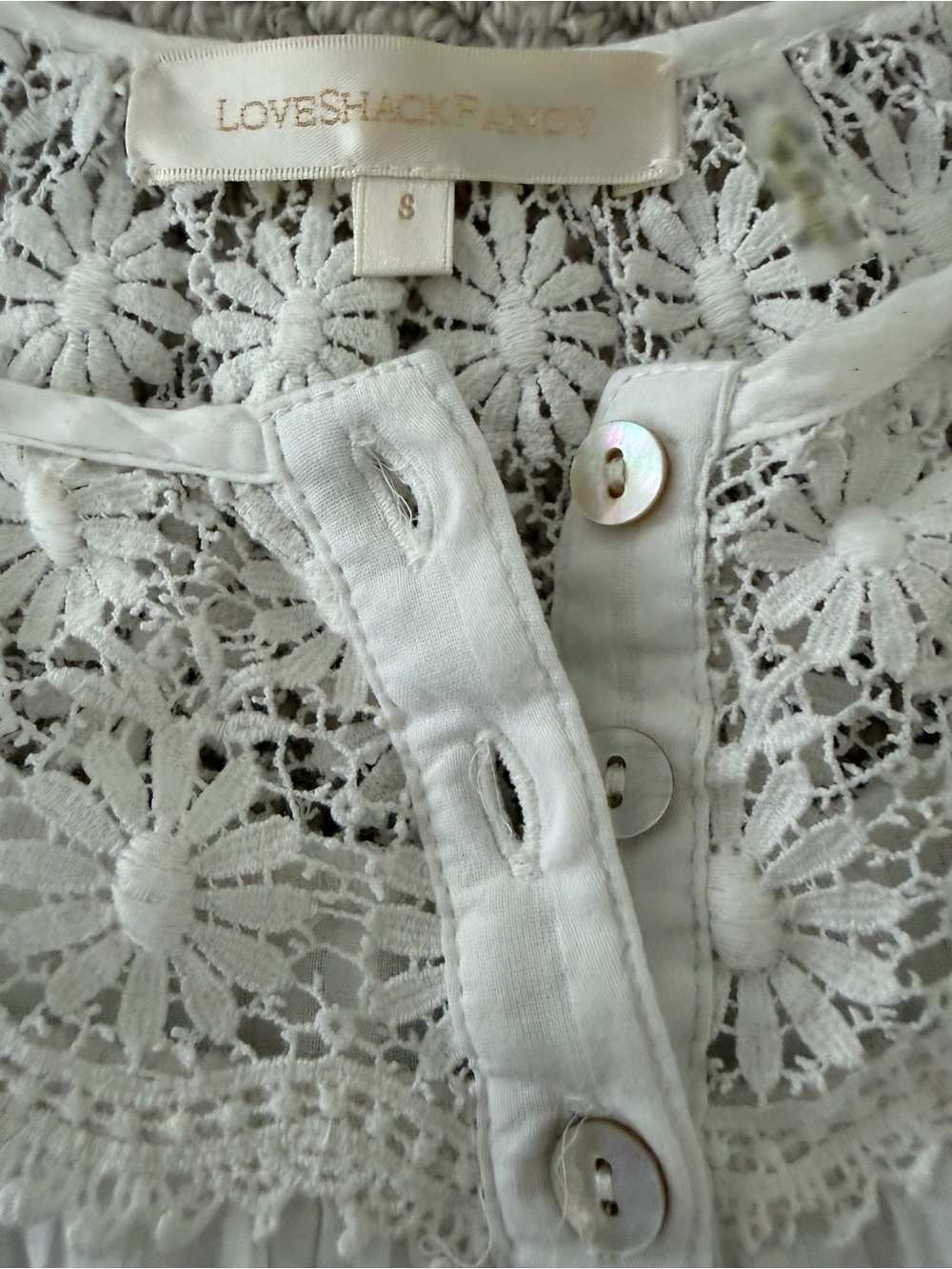 LoveShackFancy White Crochet Lace cropped blouse - Picture 3 of 5